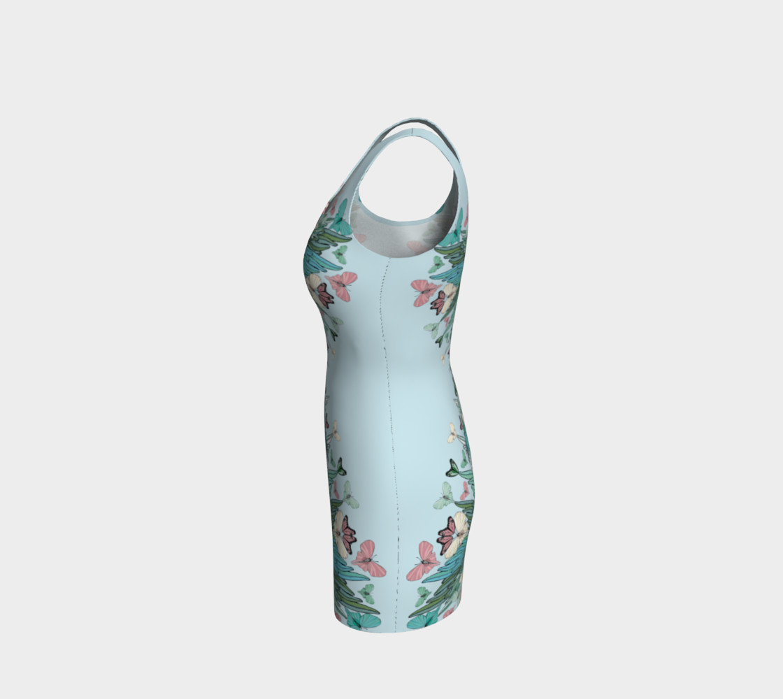 Green pink butterflies bodycon dress preview #2