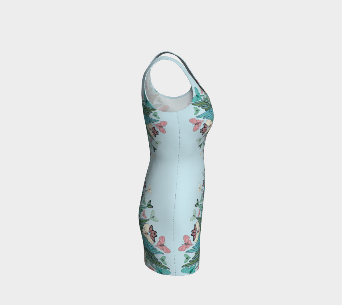 Green pink butterflies bodycon dress preview #4