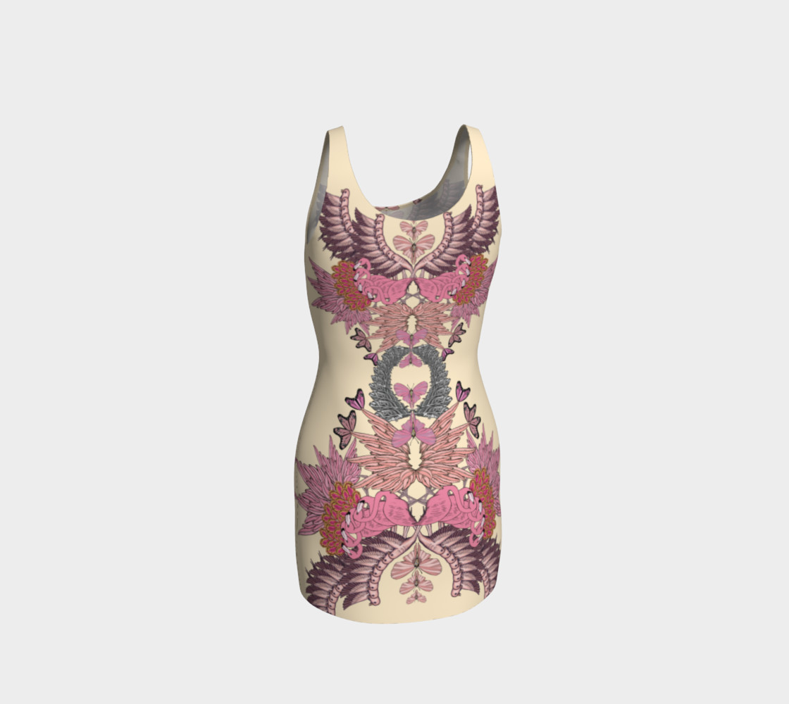 Pink flamingoes bodycon dress preview #3