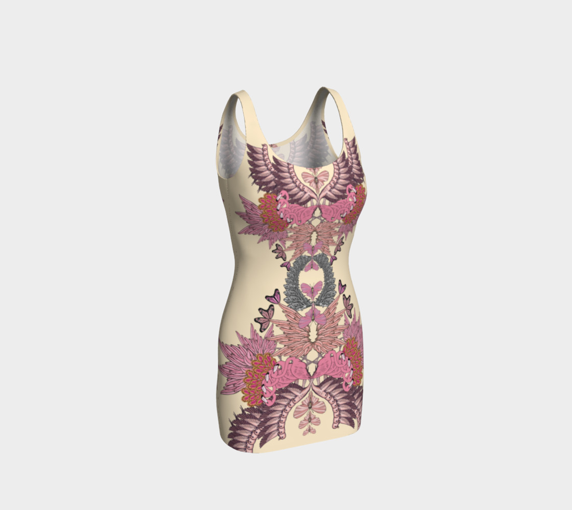 Pink flamingoes bodycon dress preview #1
