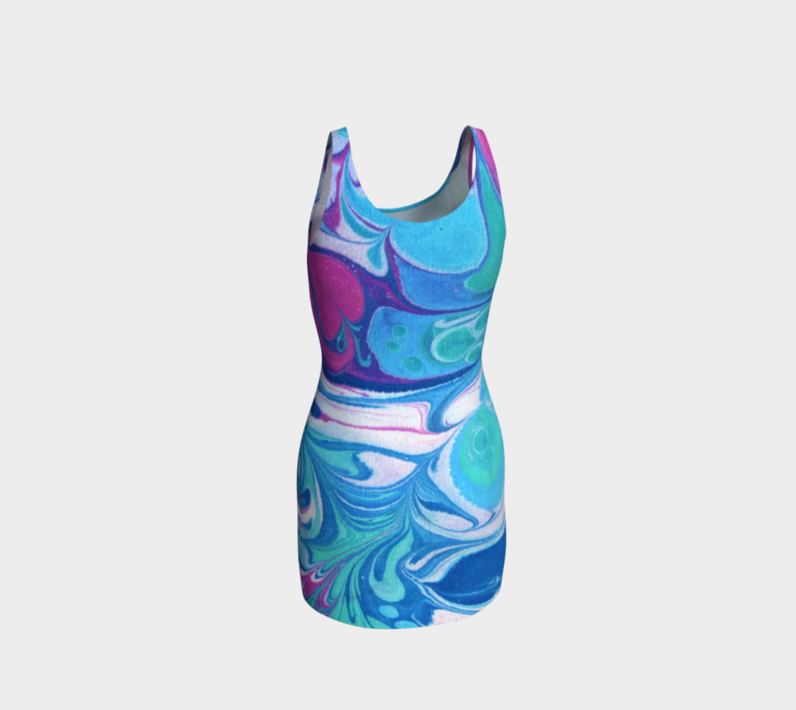 Marble Pink Blue Teal - Sarah Bodycon Dress preview #3