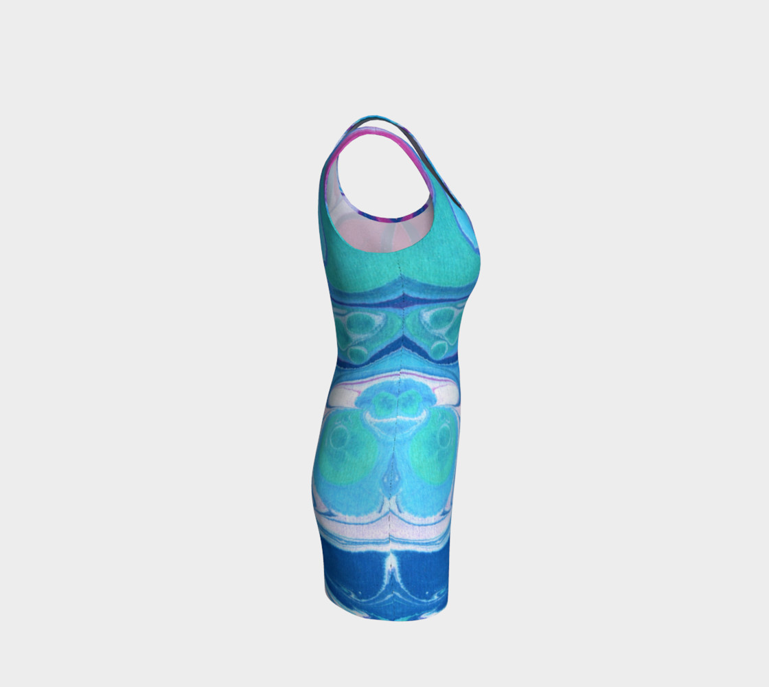 Marble Pink Blue Teal - Sarah Bodycon Dress preview #4