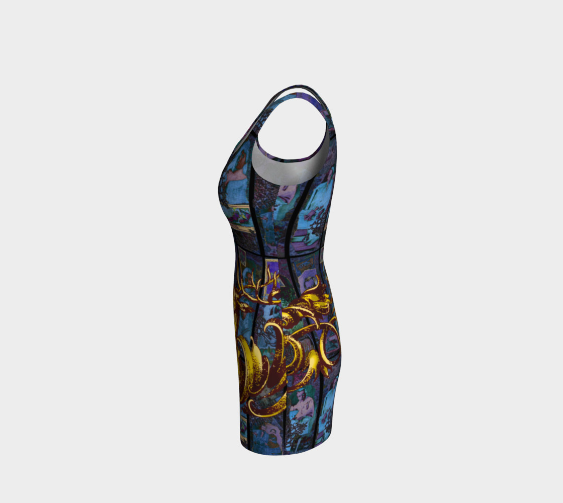 Aperçu de Adopted Ancestors: Blue & Gold - Bodycon Dress #2