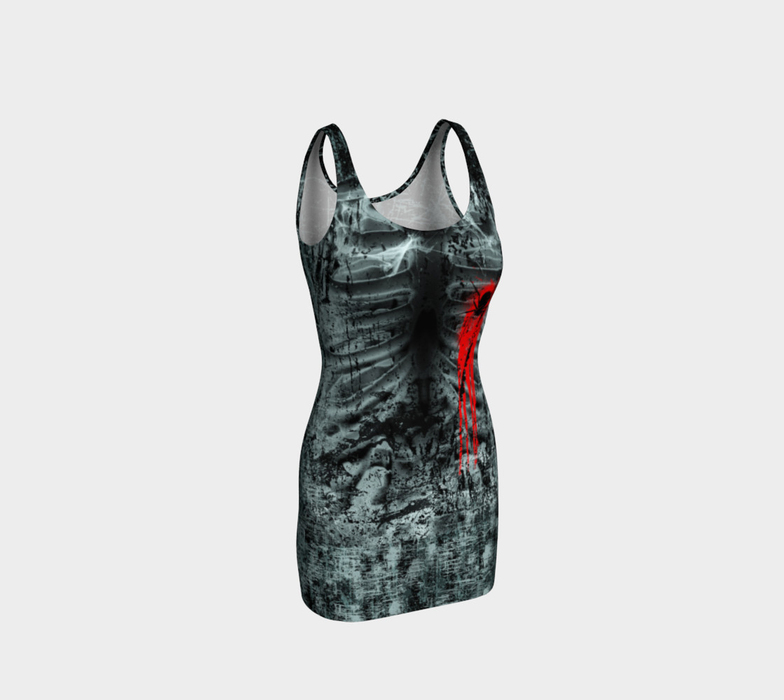 Black Widow Heart Horror Print Dress by Tabz Jones  3D preview