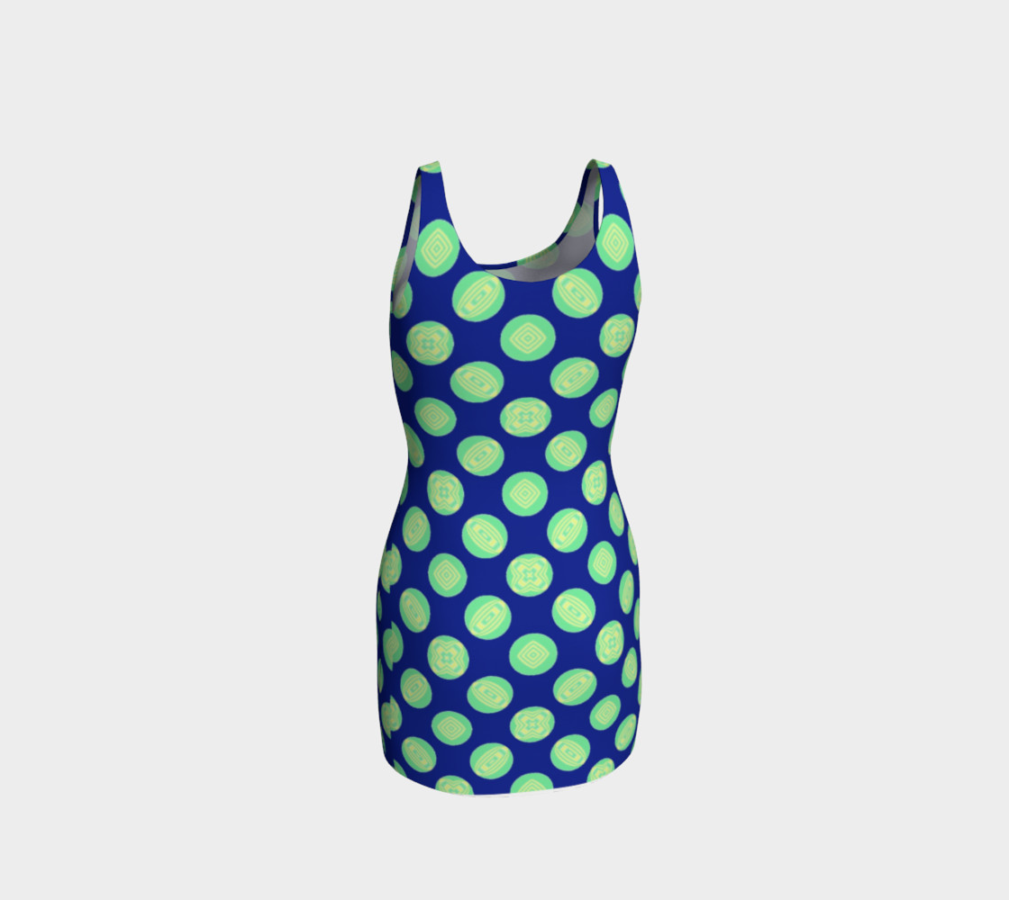 Retro Green Yellow Circles on Blue preview #3