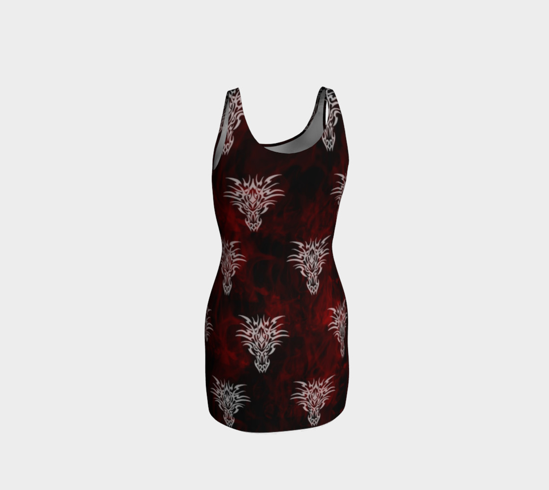 Red Flame Dragon Print Goth Dress preview #3
