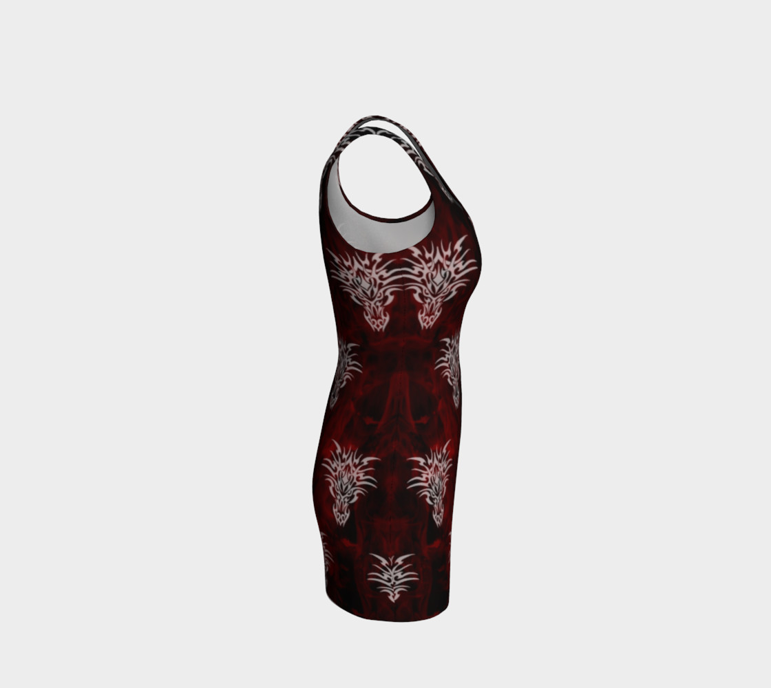 Red Flame Dragon Print Goth Dress preview #4