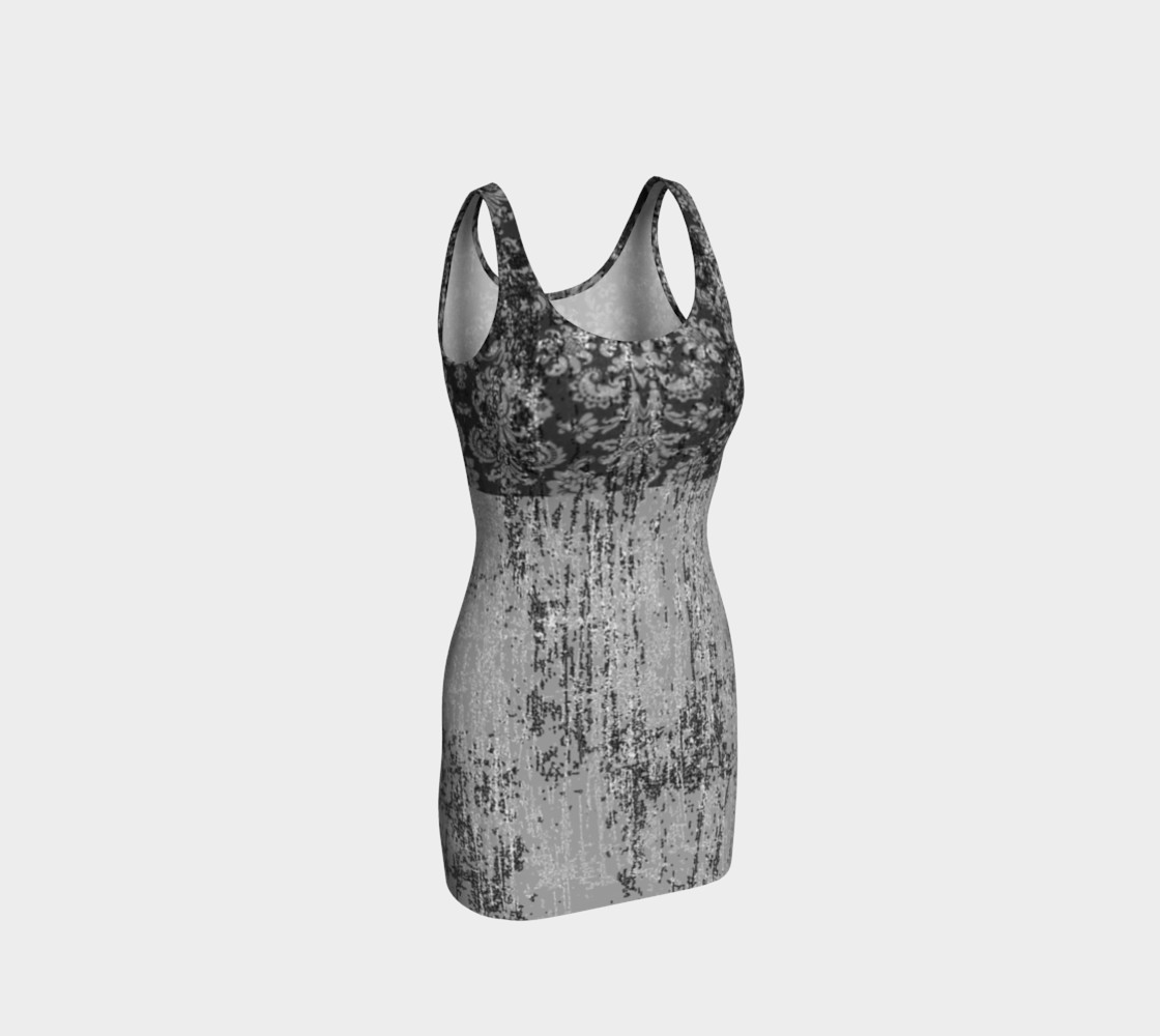 Grunge Grey Damask Dress by Tabz Jones  3D preview