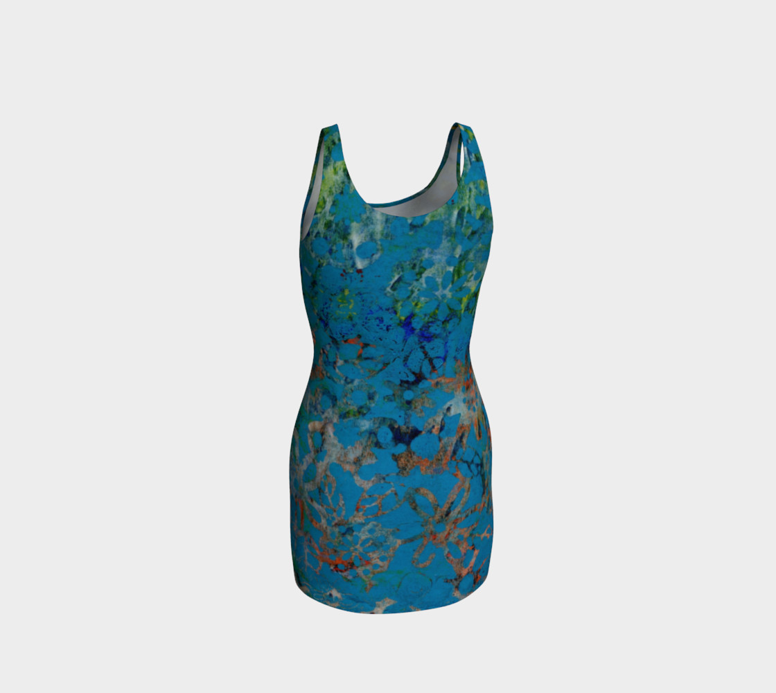 Blue Multicolor Floral Bodycon Dress preview #3