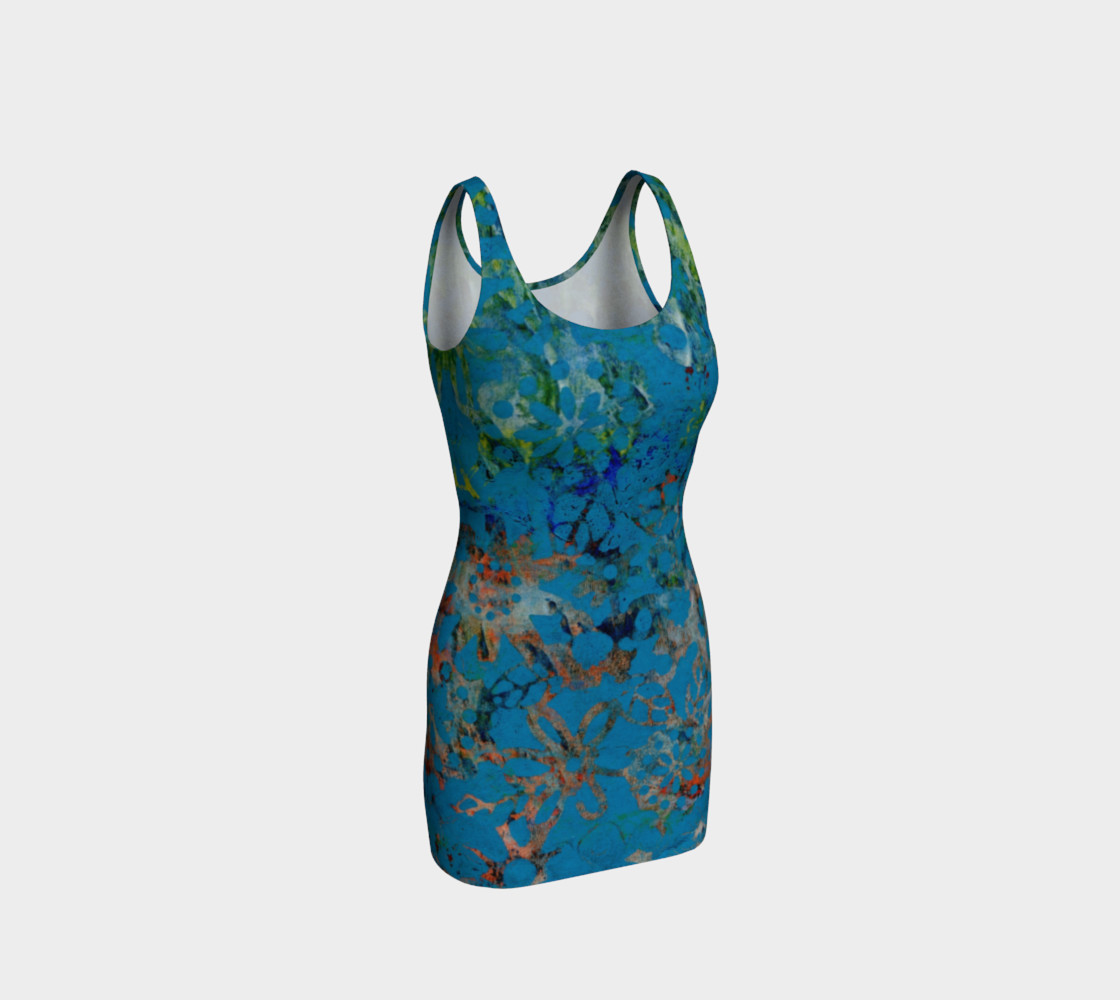 Aperçu 3D de Blue Multicolor Floral Bodycon Dress