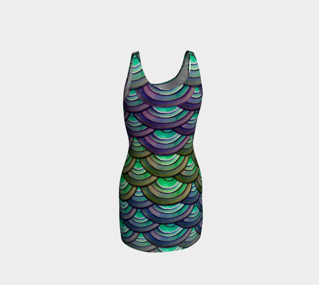Mermaid, Serpent, Watercolor, Dragon Scales Body Con Dress preview #3