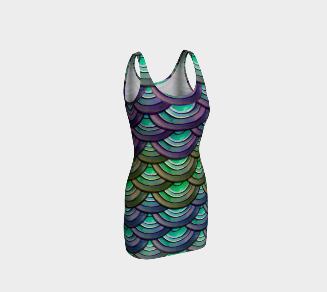 Mermaid, Serpent, Watercolor, Dragon Scales Body Con Dress preview #1