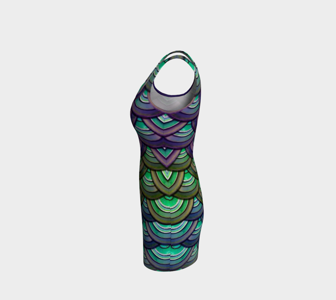 Mermaid, Serpent, Watercolor, Dragon Scales Body Con Dress preview #2