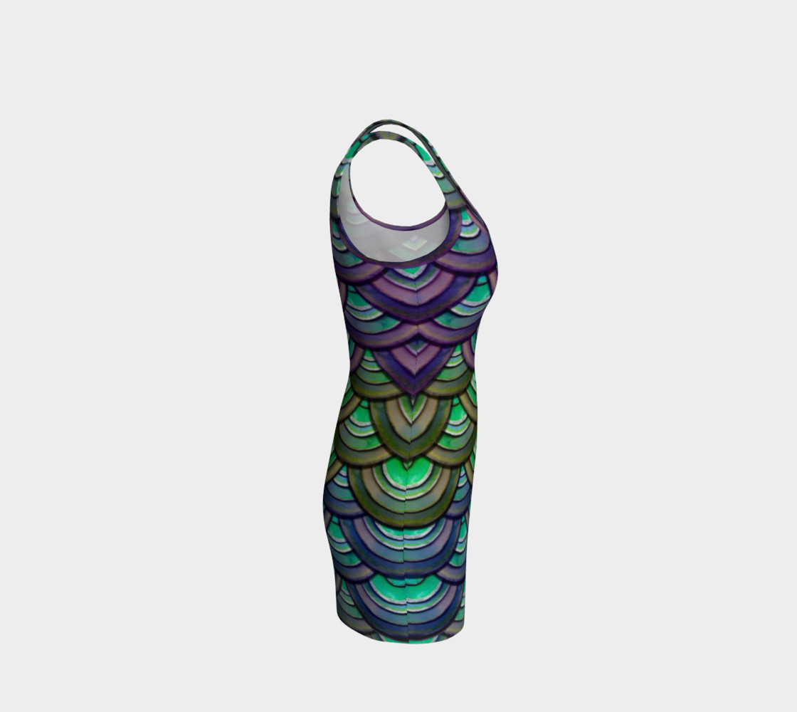 Mermaid, Serpent, Watercolor, Dragon Scales Body Con Dress preview #4