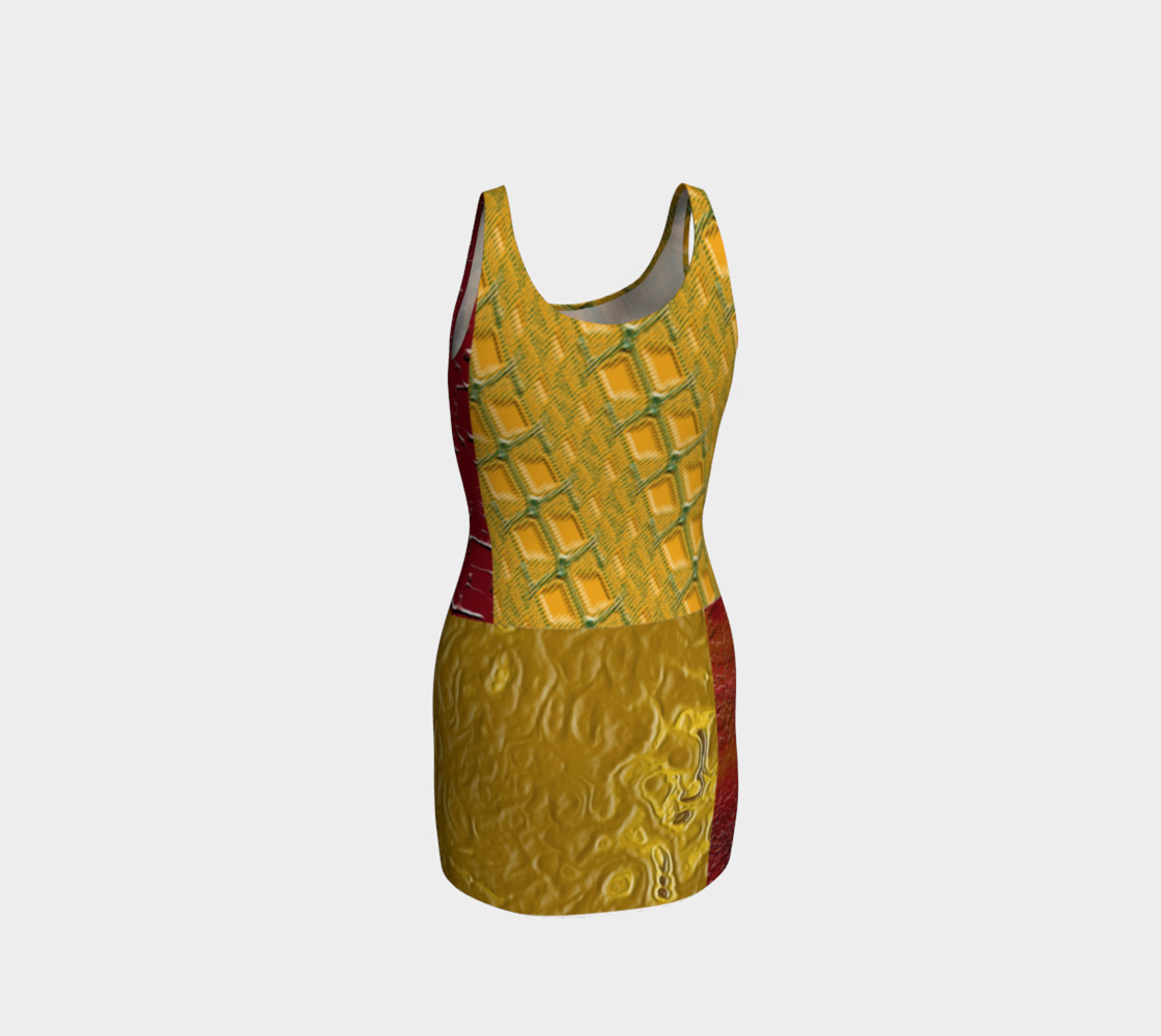 Orange and Red Patches Bodycon Dress thumbnail #4