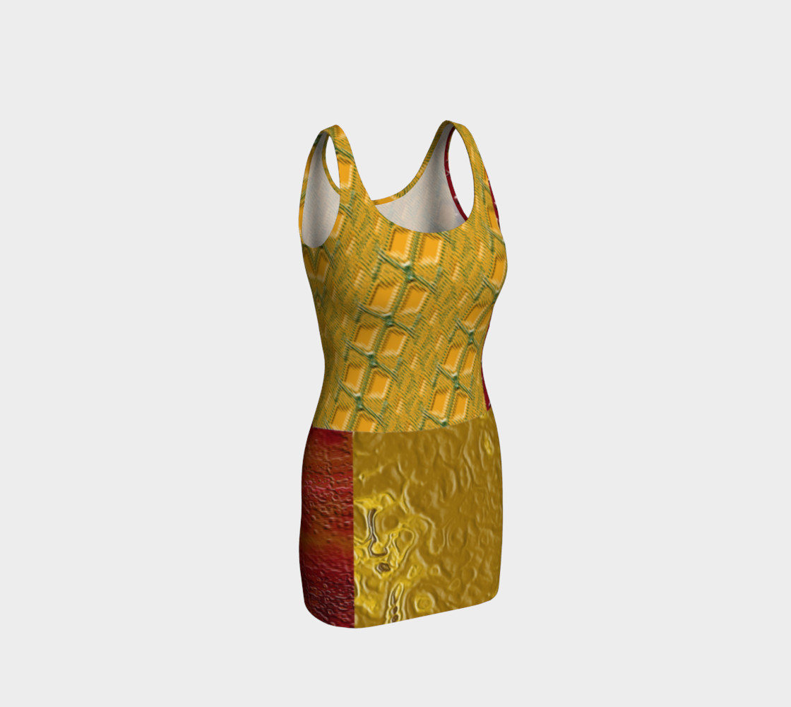Orange and Red Patches Bodycon Dress preview #1