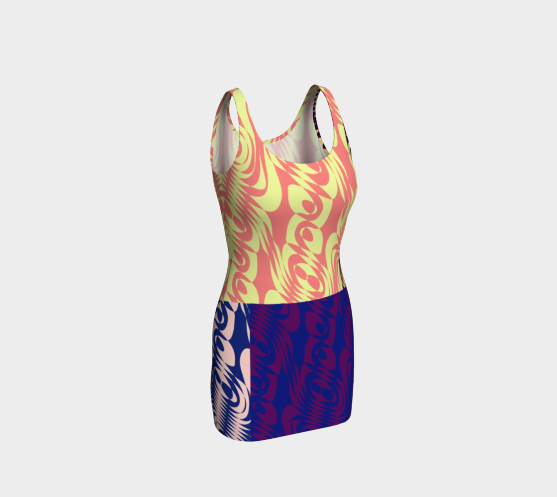Patched Swirls Bodycon Dress 3D preview
