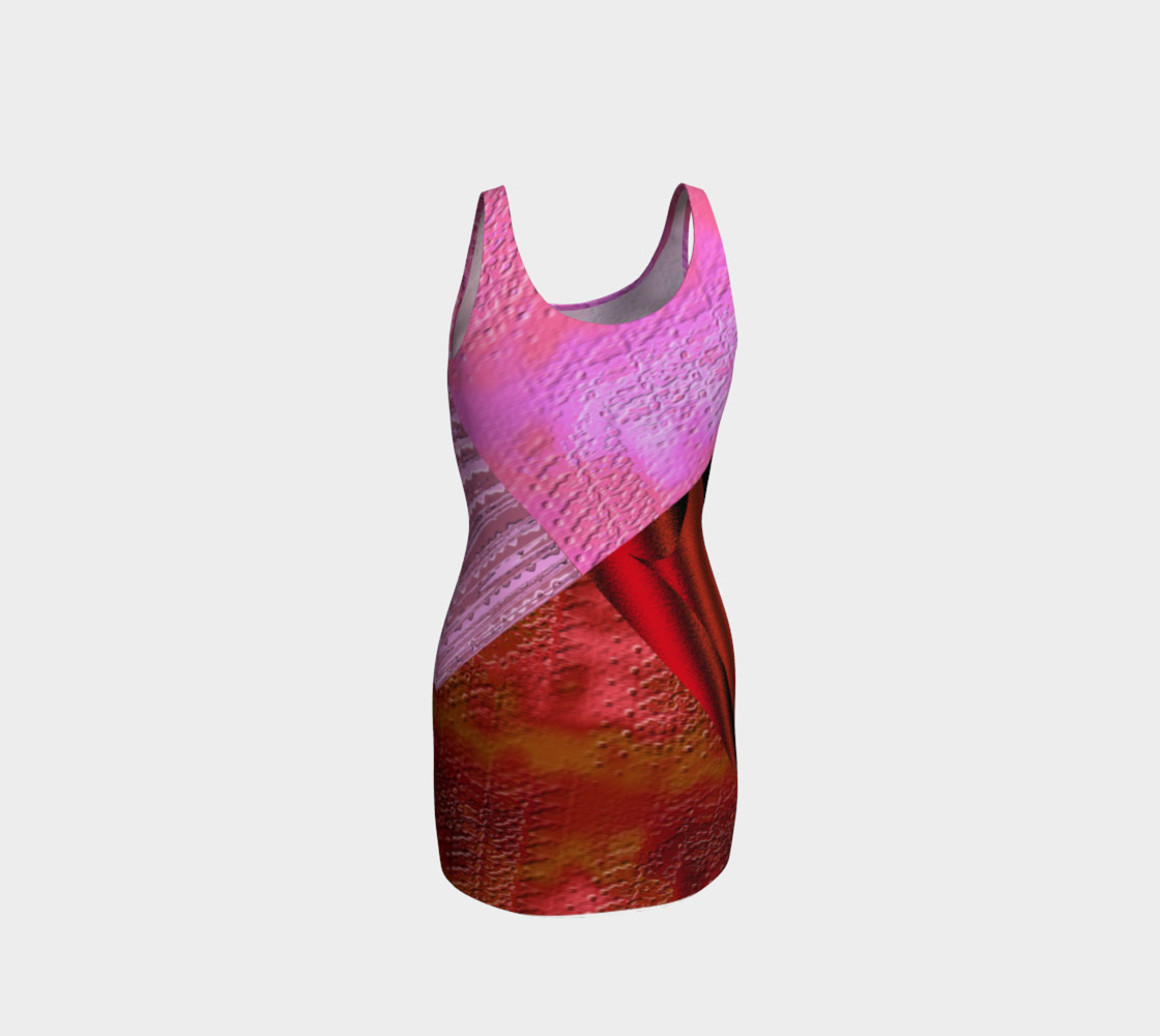 Pink and Red Clash Bodycon Dress preview #3