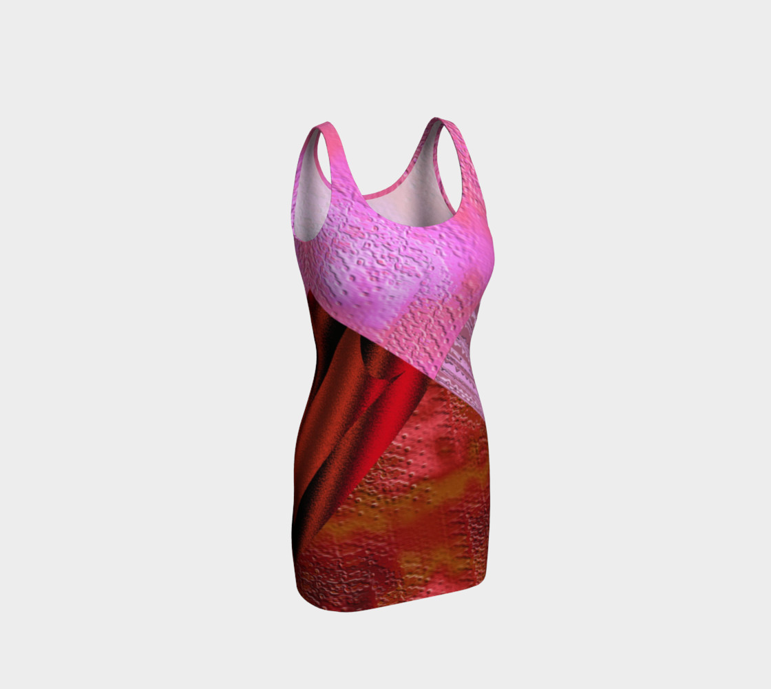 Pink and Red Clash Bodycon Dress 3D preview
