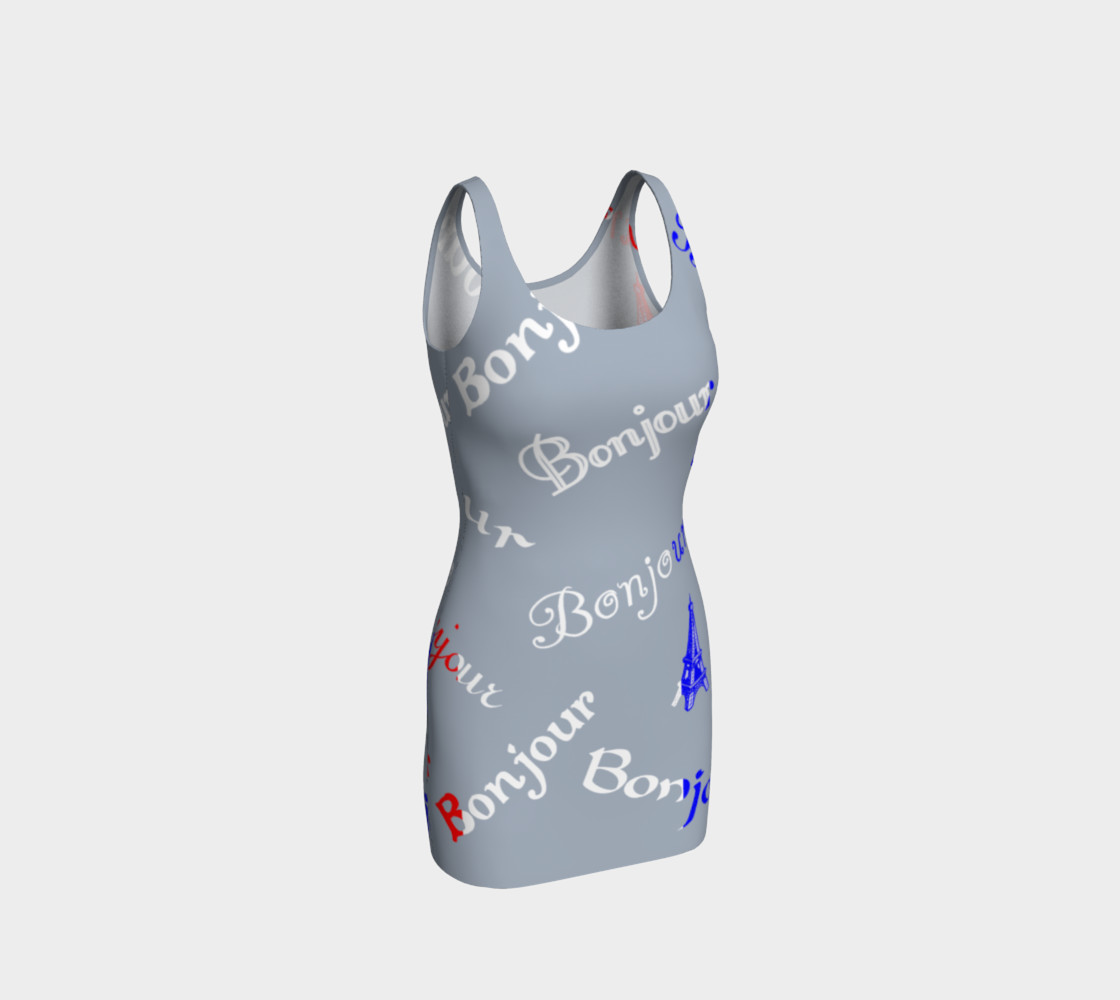 French Flag Bonjour Bodycon Dress preview #1