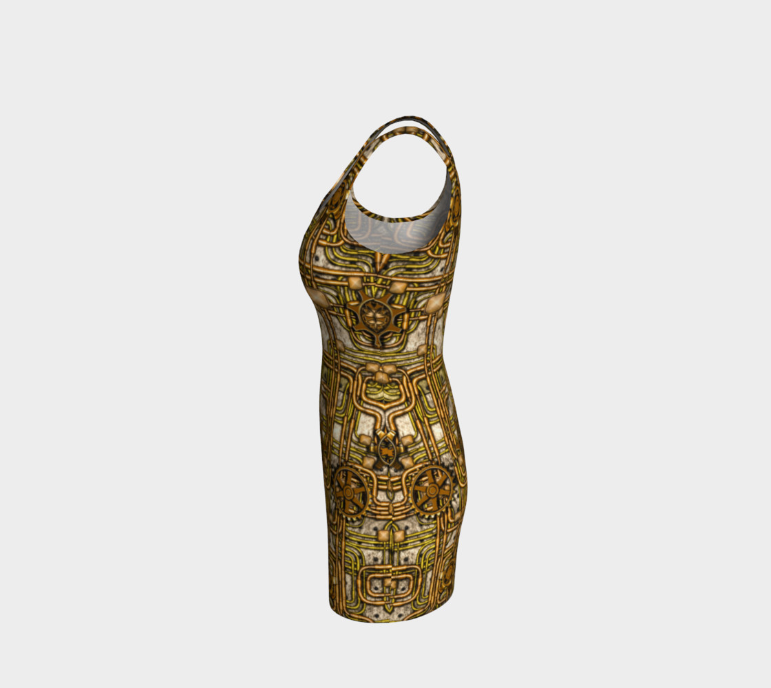Steampunk Panel, Gears and Pipes - Brass, Bodycon Dress by Bonnie ...