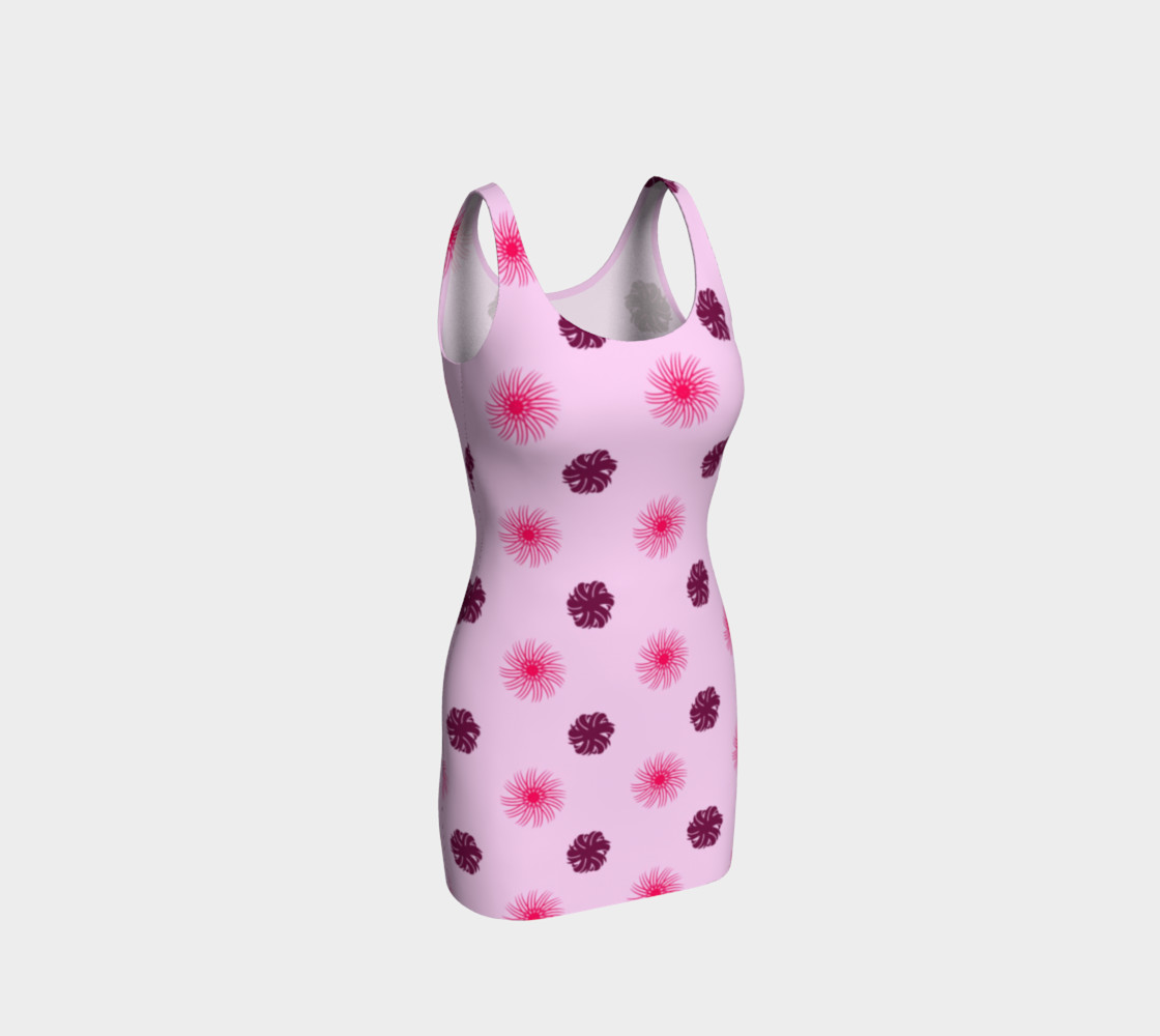 Delightfully Pink Swirls Bodycon Dress 3D preview