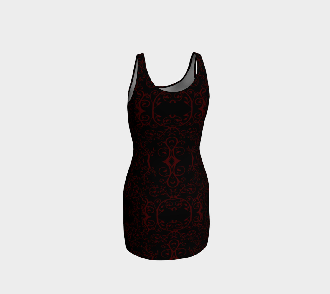 Dark Red Damask Goth Dress preview #3