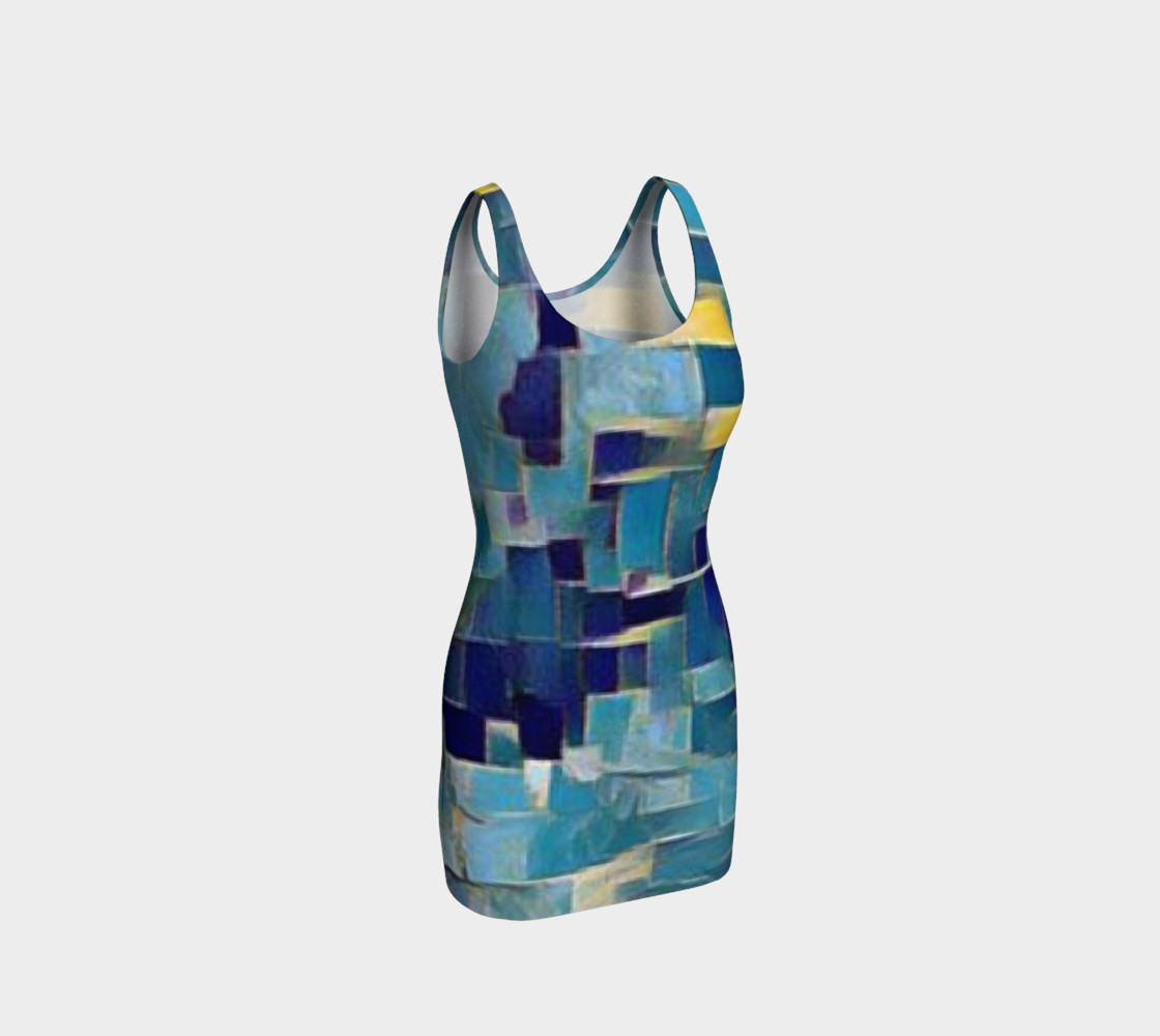 pieces of blue body con dress 3D preview
