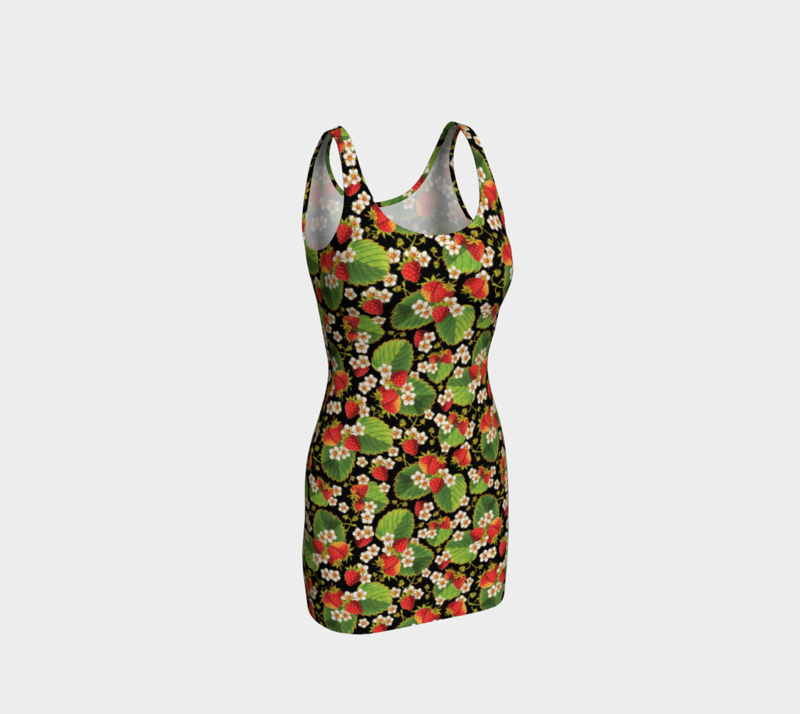 Aperçu de Strawberries on Black Bodycon Dress #1