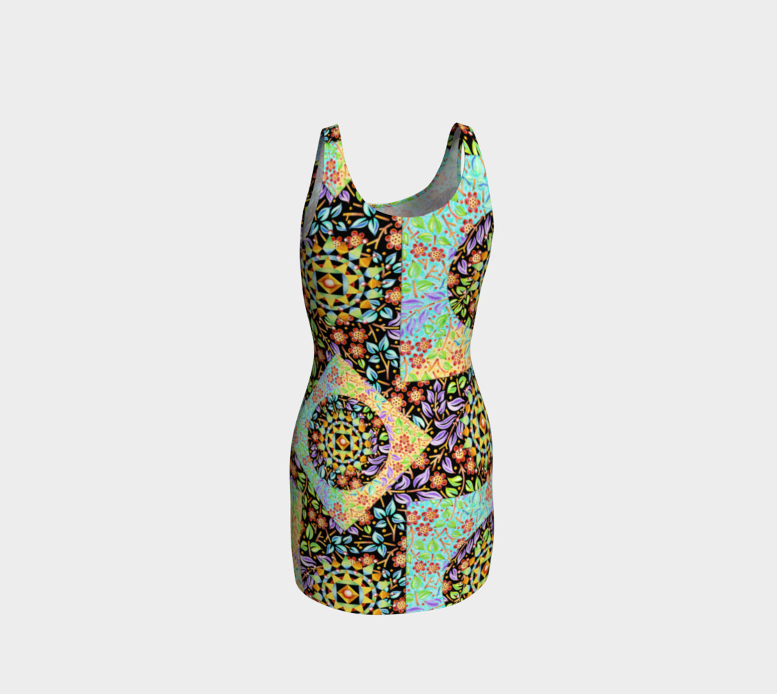 Aperçu de Filigree Floral Patchwork Bodycon Dress #3