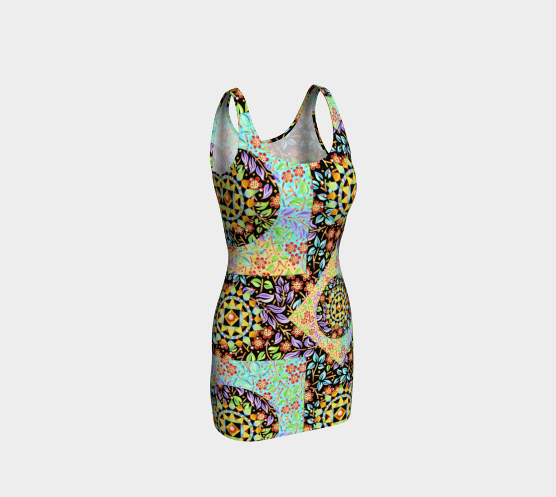 Aperçu de Filigree Floral Patchwork Bodycon Dress #1