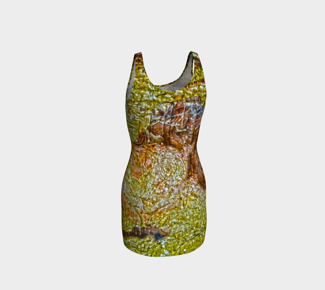 Yellow and Brown Tree Bark Bodycon Dress preview #3