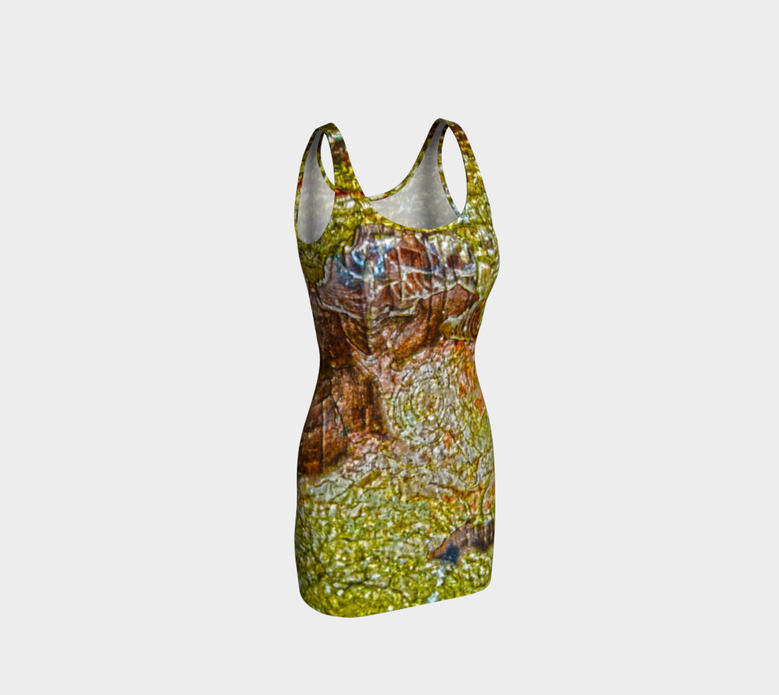 Yellow and Brown Tree Bark Bodycon Dress preview #1