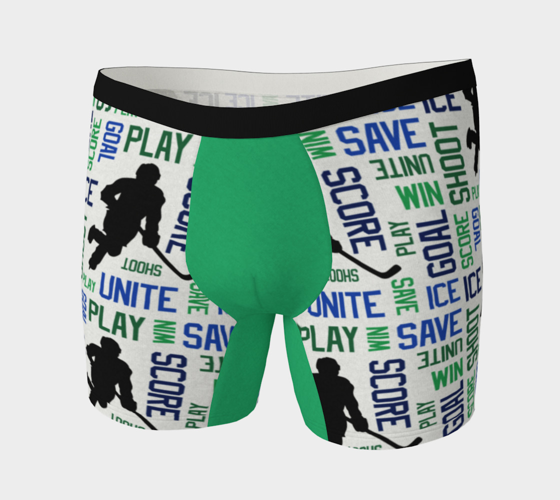 For the Love of Hockey Boxer Briefs - Blue & Green Miniature #4