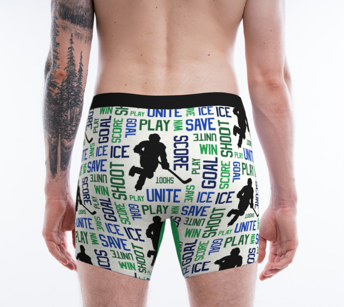 For the Love of Hockey Boxer Briefs - Blue & Green preview #2