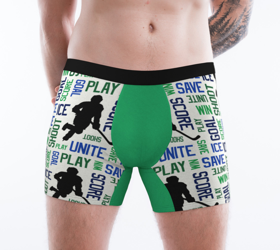 For the Love of Hockey Boxer Briefs - Blue & Green 3D preview