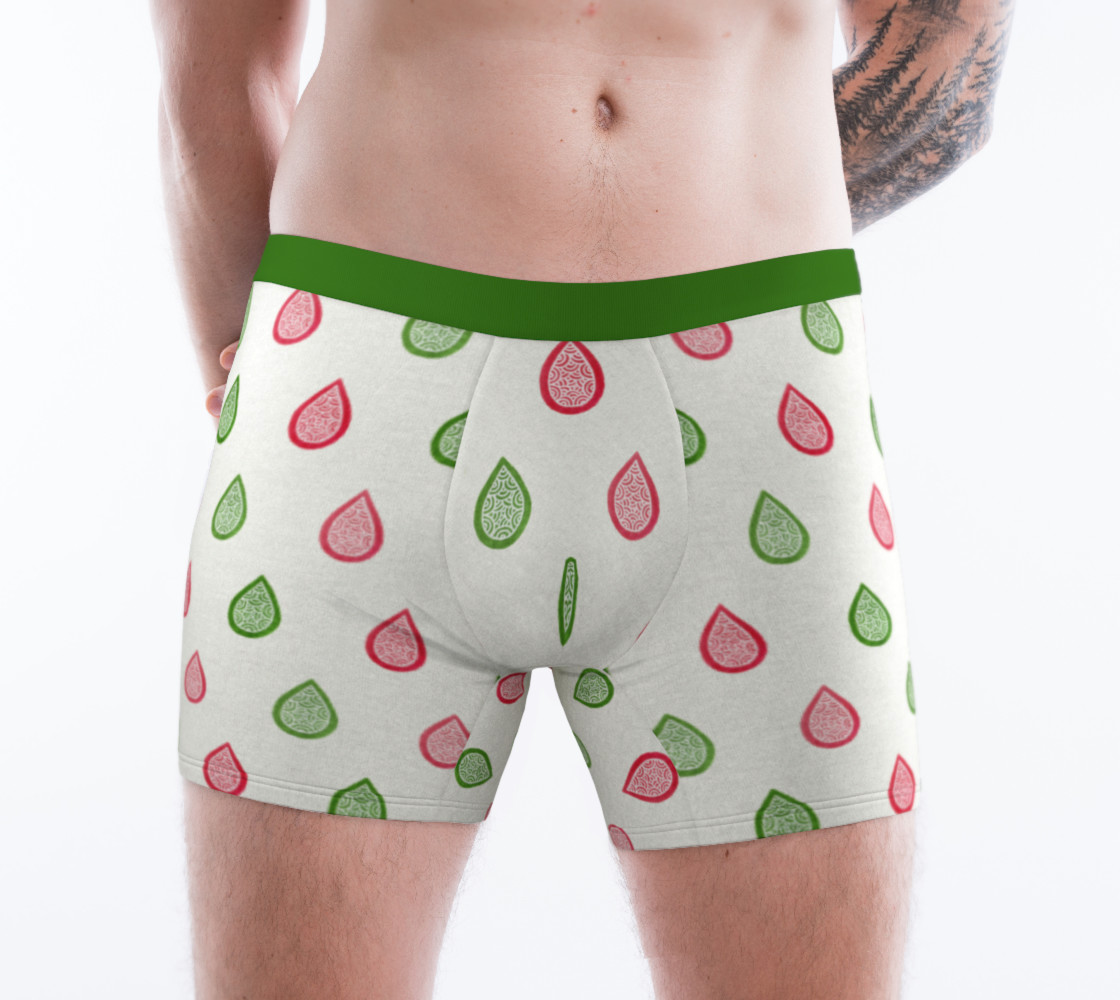 Aperçu de Pink and green raindrops Boxer Brief #1