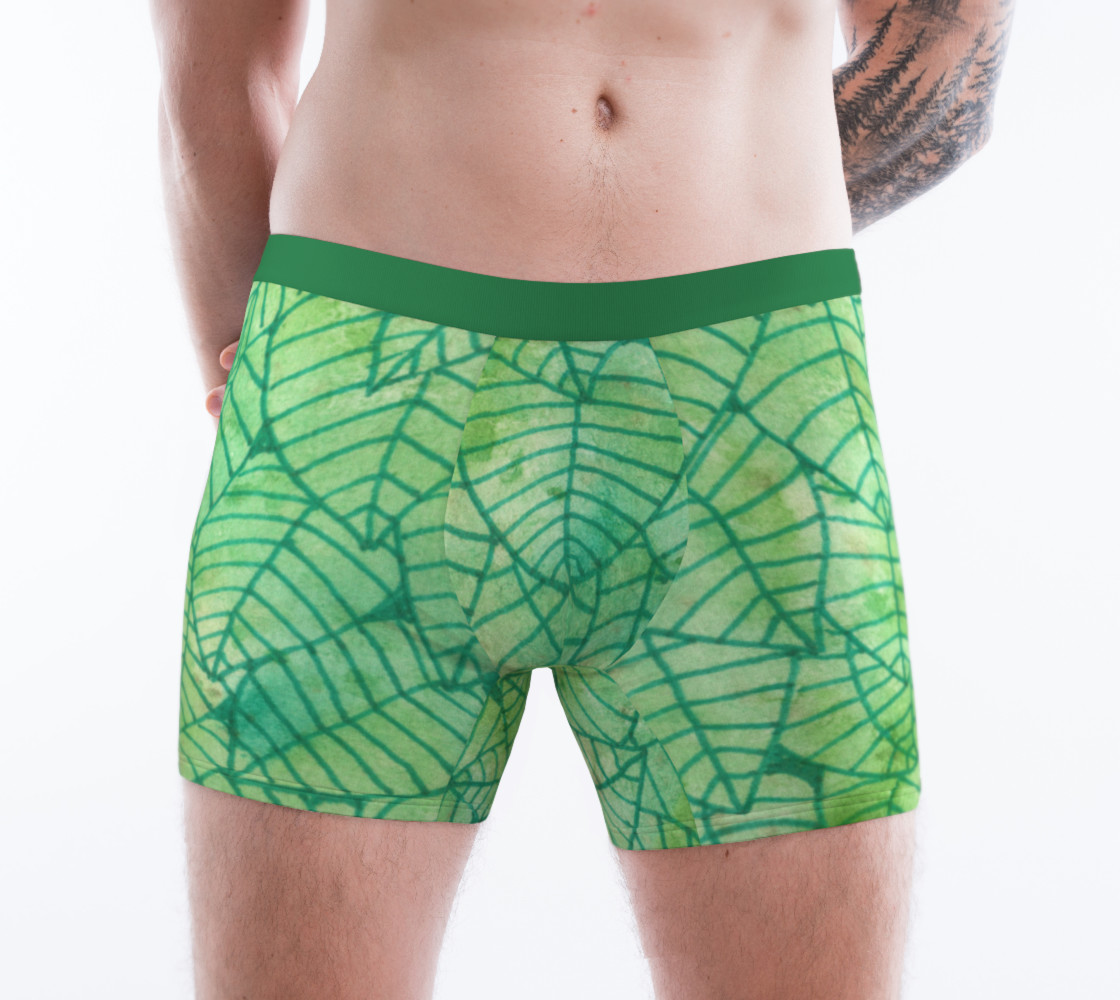 Aperçu de Green foliage watercolor Boxer Brief #1