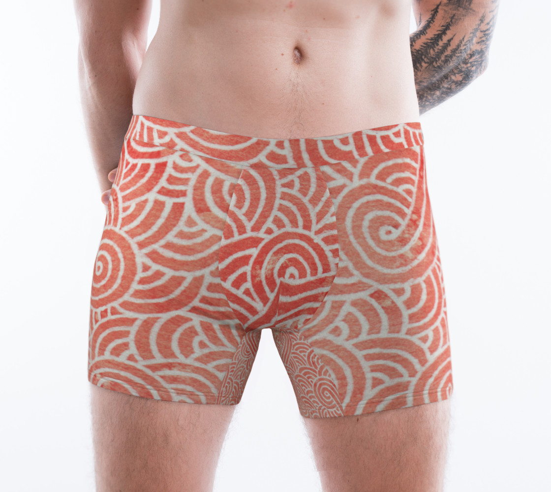 Aperçu de Peach echo and white swirls doodles Boxer Brief #1