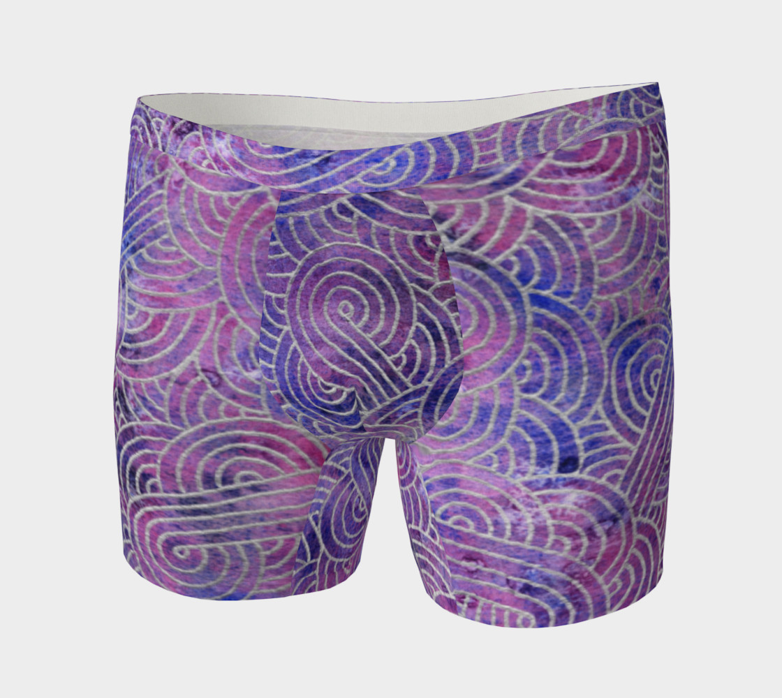 Aperçu de Purple and faux silver swirls doodles Boxer Brief #3