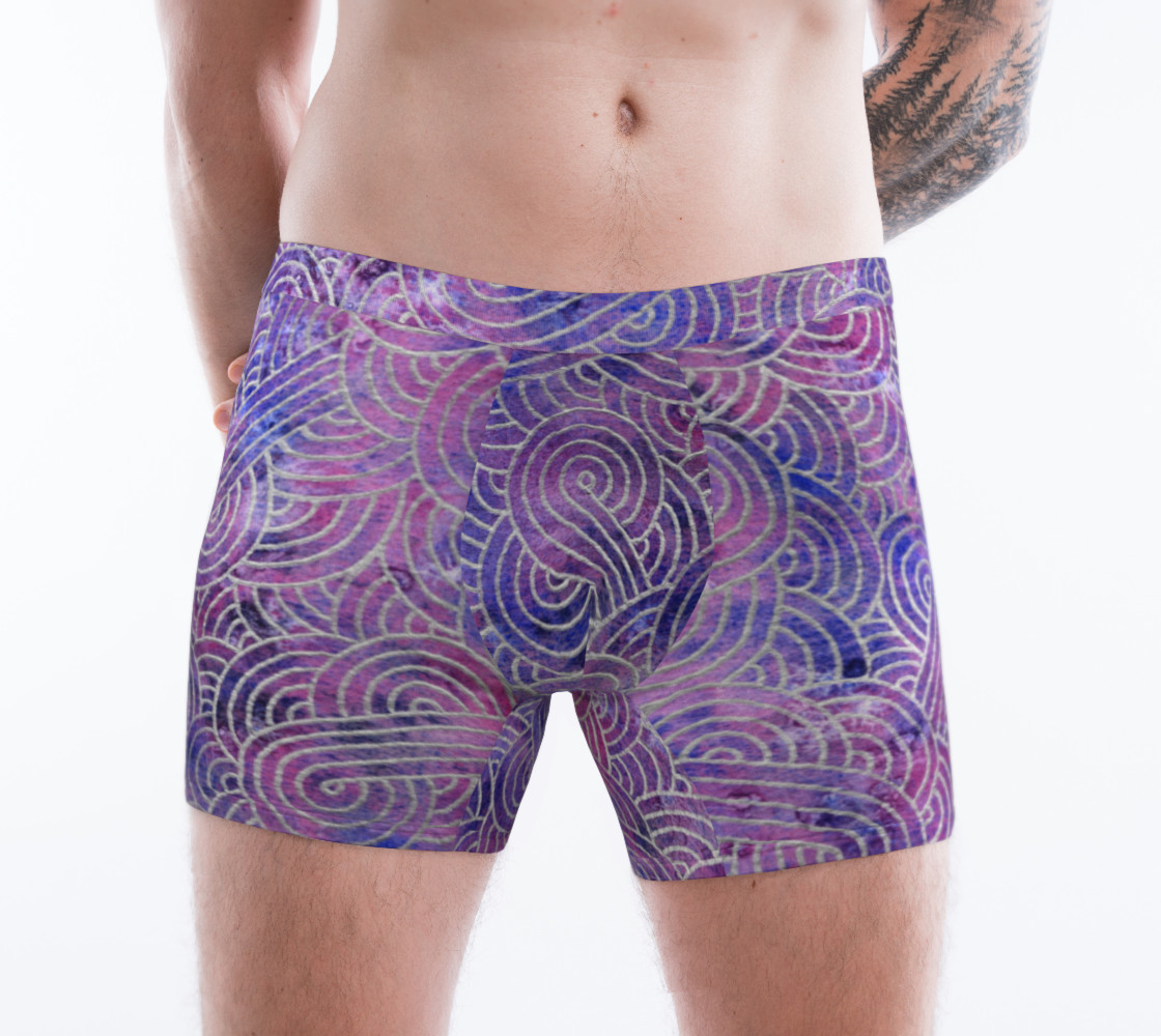 Aperçu de Purple and faux silver swirls doodles Boxer Brief #1