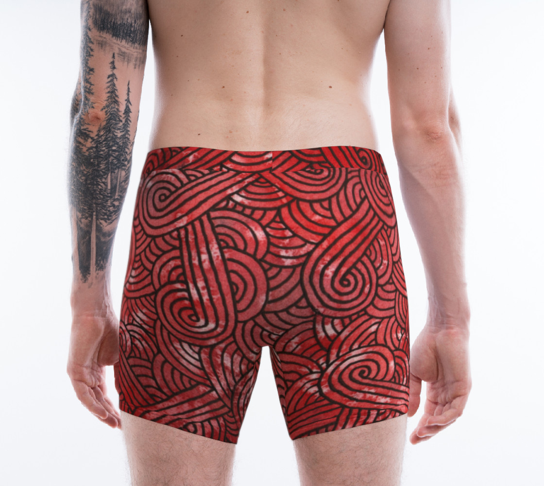 Aperçu de Red and black swirls doodles Boxer Brief #2