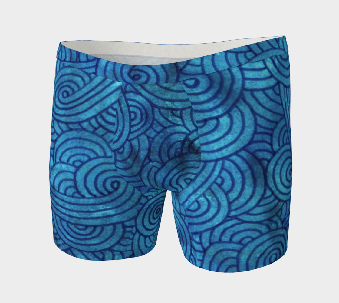 Aperçu de Turquoise blue swirls doodles Boxer Brief #3