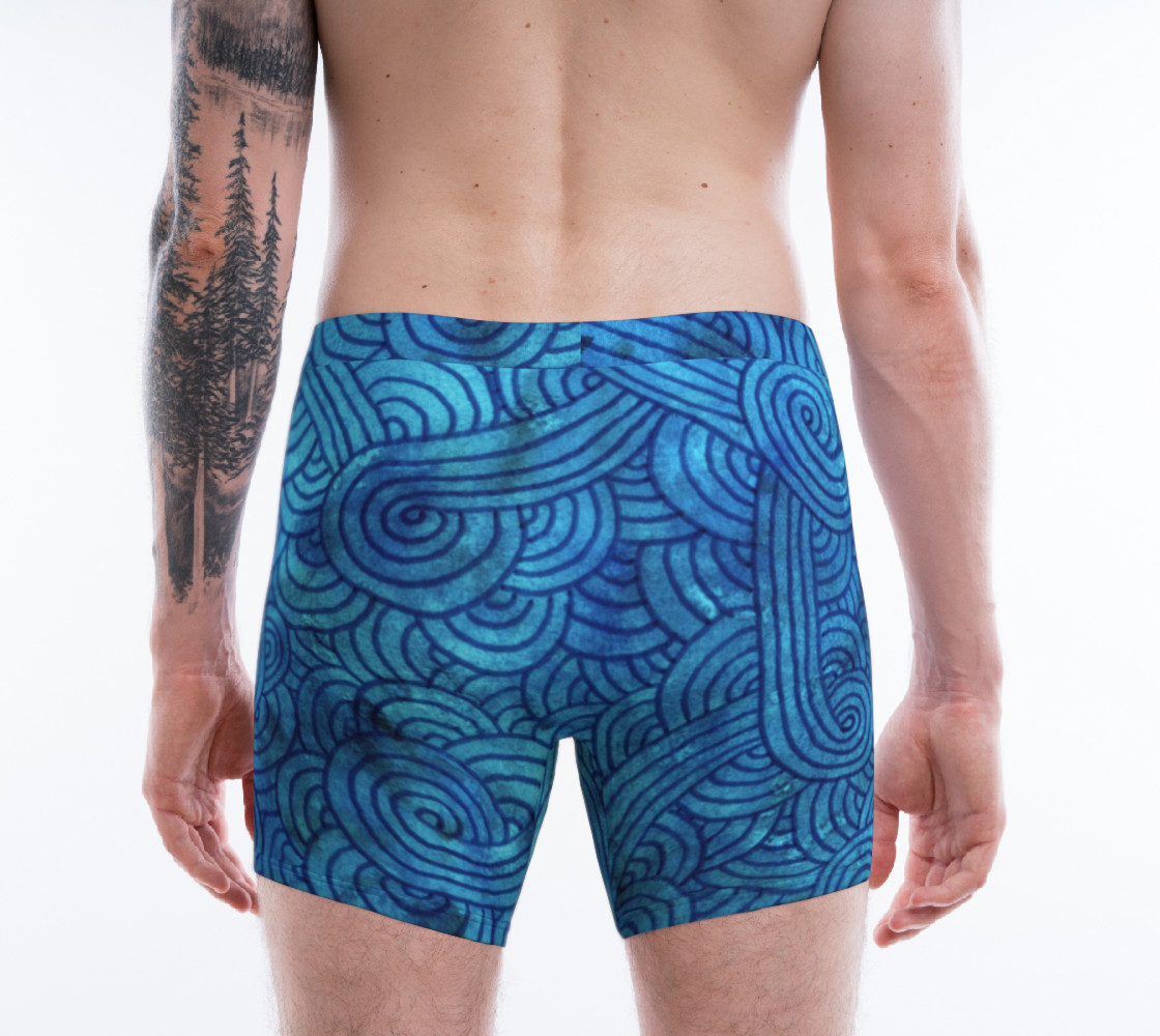 Aperçu de Turquoise blue swirls doodles Boxer Brief #2