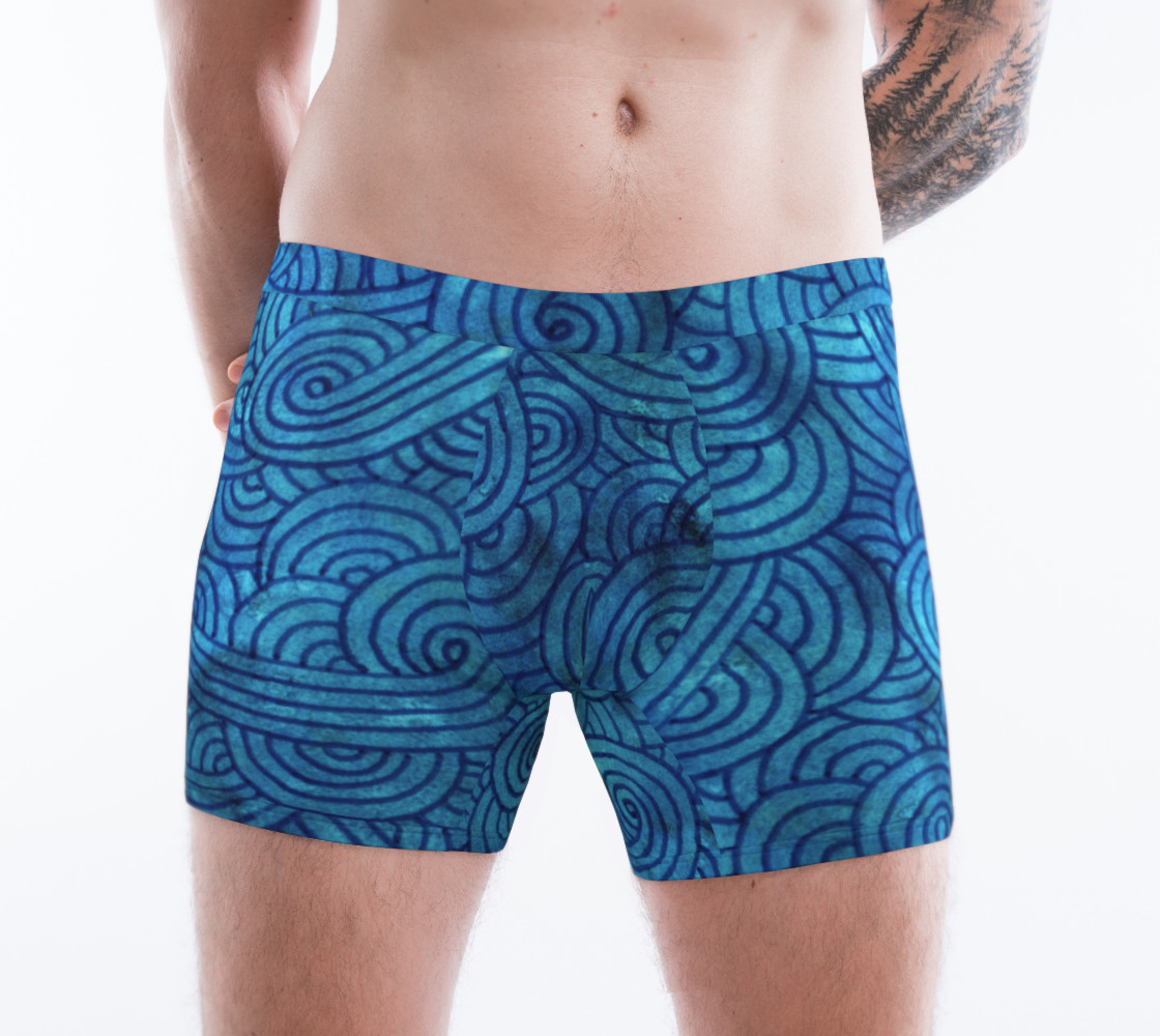 Aperçu de Turquoise blue swirls doodles Boxer Brief #1