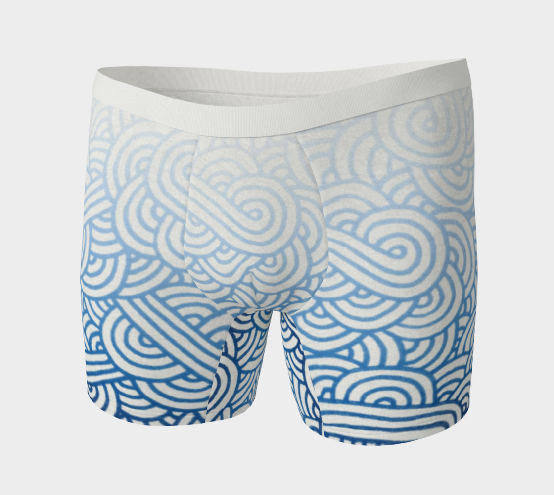 Aperçu de Gradient blue and white swirls doodles Boxer Brief #3