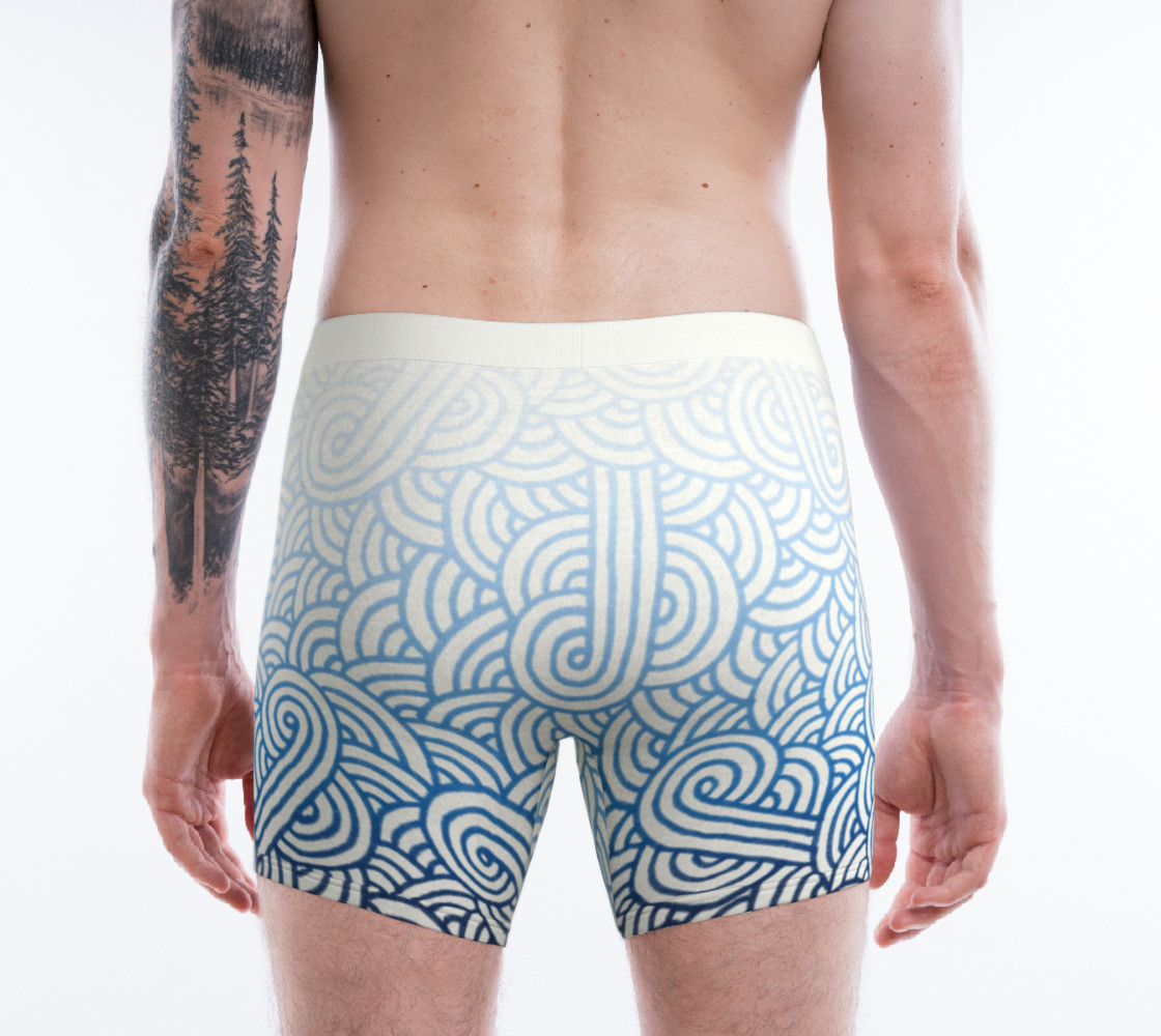 Aperçu de Gradient blue and white swirls doodles Boxer Brief #2