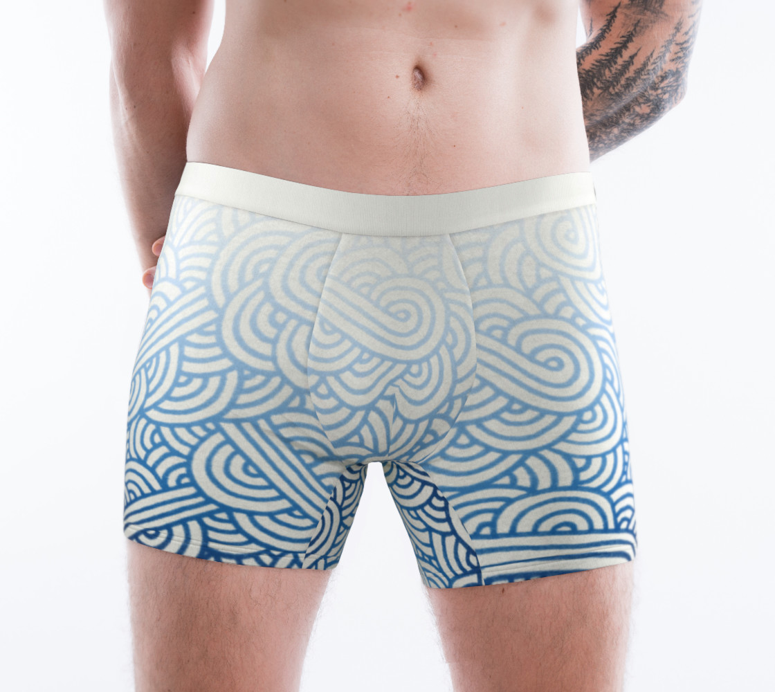Aperçu de Gradient blue and white swirls doodles Boxer Brief #1