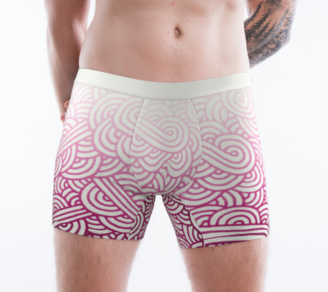 Gradient pink and white swirls doodles Boxer Brief preview #1