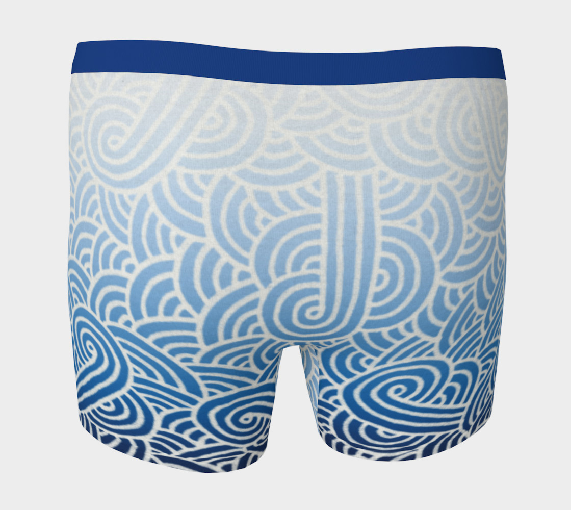 Aperçu de Ombré blue and white swirls doodles Boxer Brief #4